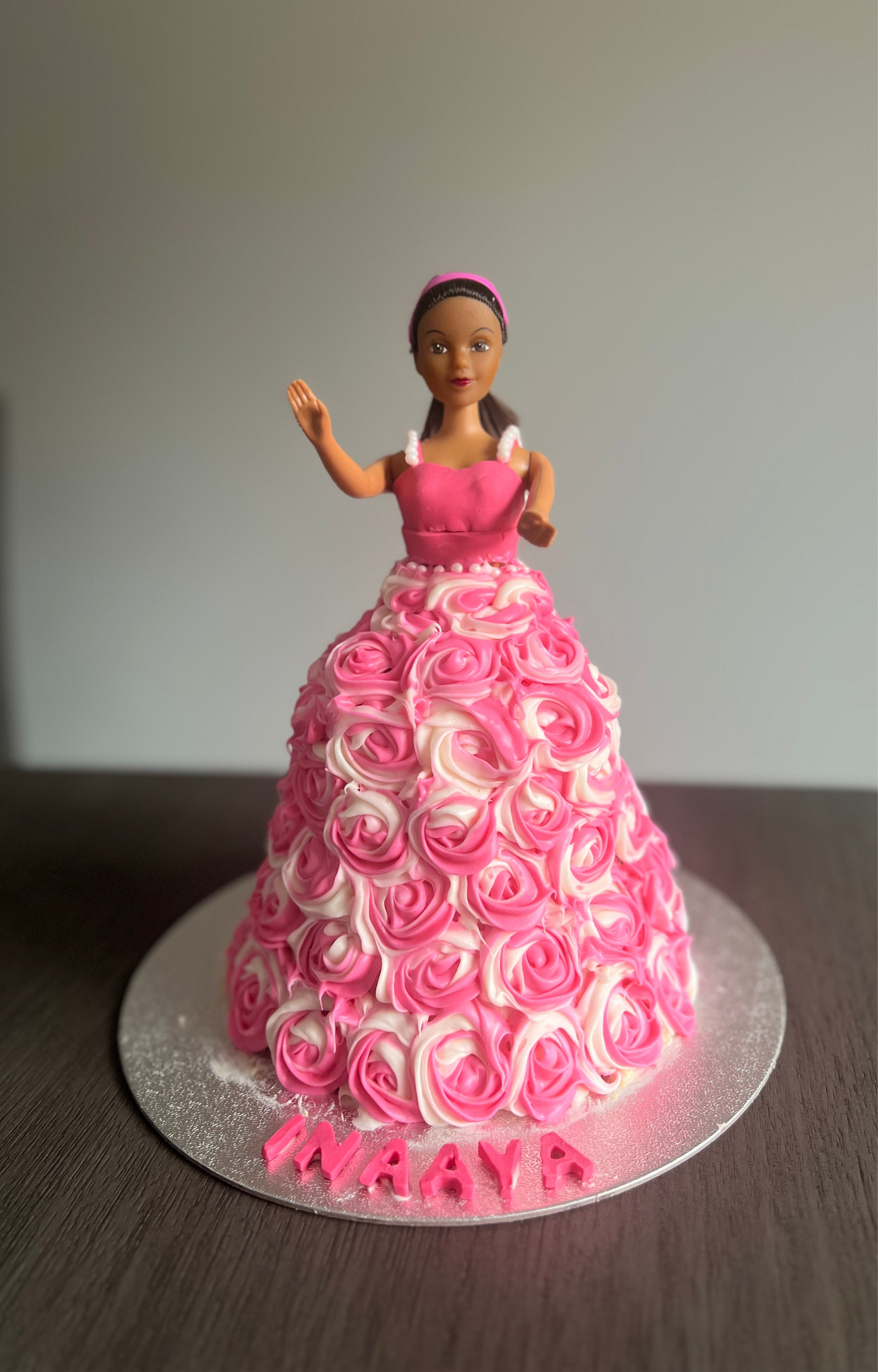 Handcrafted princess doll birthday cake with buttercream ruffles — custom girls birthday cake delivery Mississauga